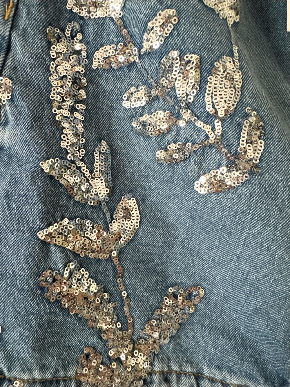 NWT Nasty Gal for Nordstrom Floral Sequin 100% Cotton Denim Mini Skirt, Sz 2 - Picture 6 of 9